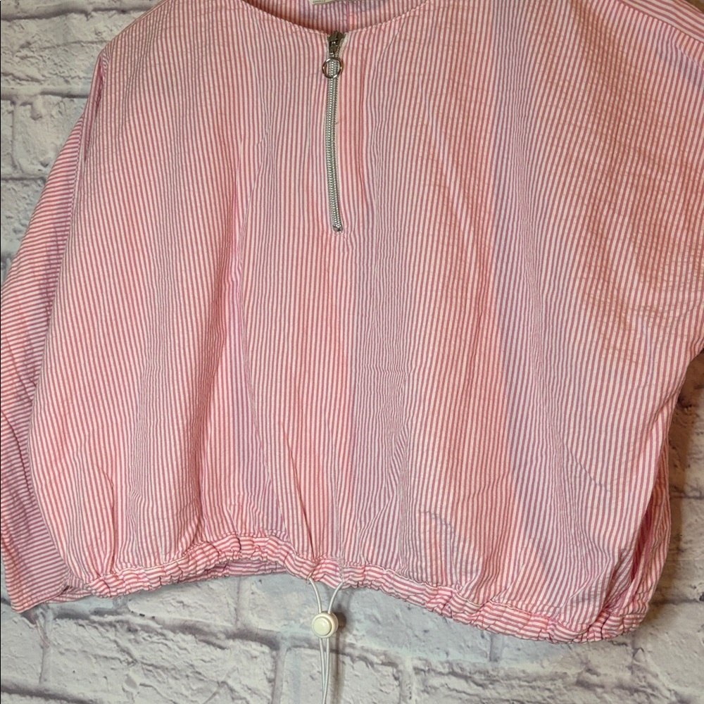 🔵ZARA Pink & White Striped 100% COTTON Dolman Sleeve Top - Picture 10 of 10